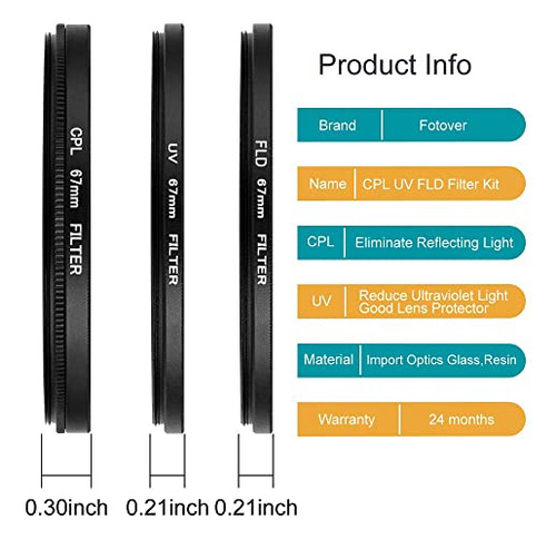 Kit De Filtro Universal Uv Cpl Fld De 67 Mm Con Protección U