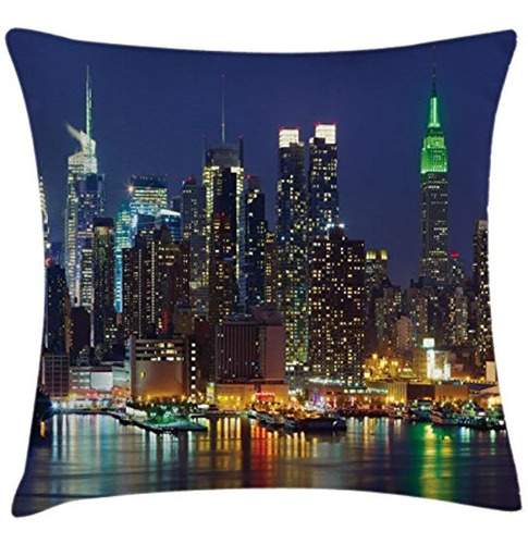 Ambesonne New York Throw Pillow Cushion Cover, Nyc Midtown S