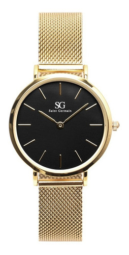 Relógio Saint Germain Chelsea Black Gold 32mm Cor da correia Dourado