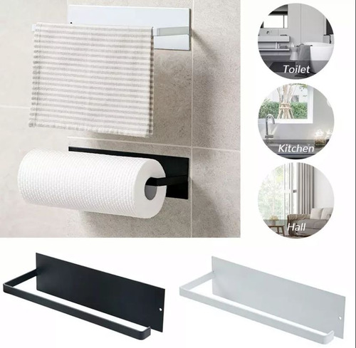 Imagen 4 de 9 de Soporte Porta Rollo Cocina Servilleta Gancho Estante Adhesiv