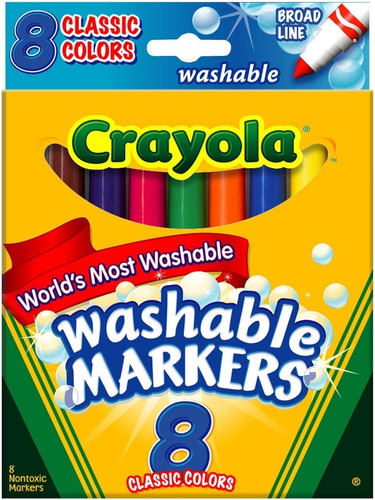 Marcadores Crayola Ultra Clean Broad Line, Paquete De 8 Unid