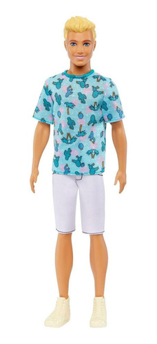 Barbie Fashion Dolls Boneco Ken Camiseta Azul - Mattel