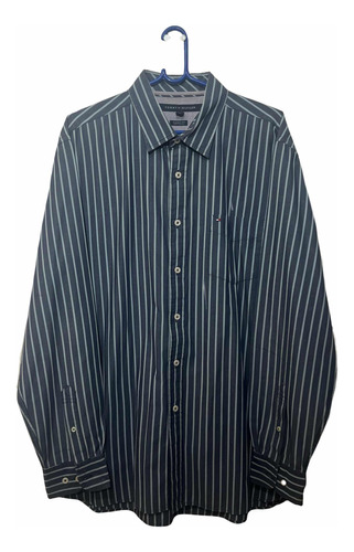 Camisa Azul Con Rayas Celestes Hombre - Tommy Hilfiger L