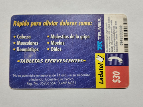 Tarjeta Ladatel Disprina (Usado)