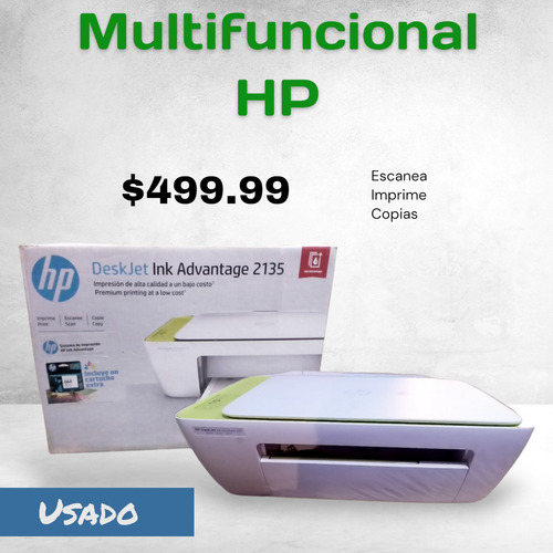 Impresora Hp Deskjet Ink Advantage 2135 Multifunción Blanco Verde Lima (Usado)