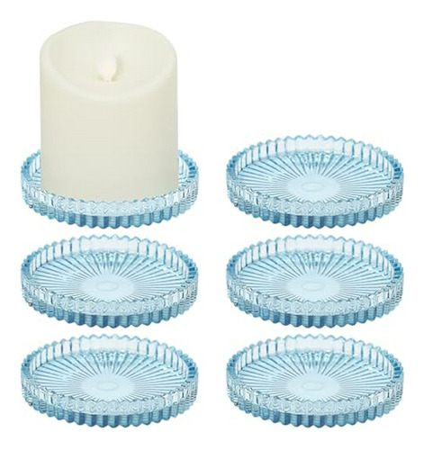 Portavelas De Cristal Azul Para Velas De 4 Pulgadas - Juego 