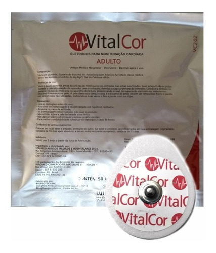 Eletrodo Ecg Adulto Vitalcor - Caixa C/ 1000 Unid.