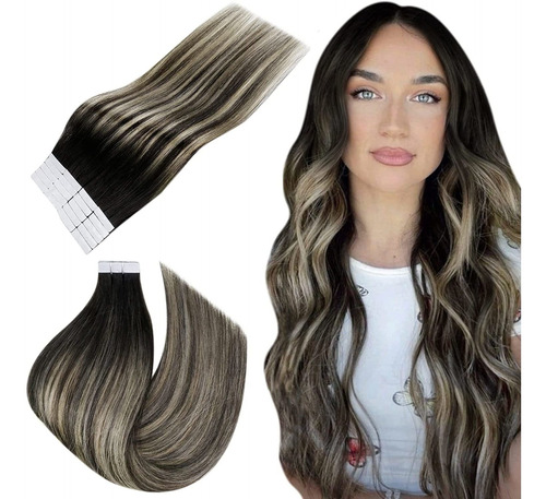 Extensiones Cabello Natural 16in 20pz 40gr Negro A Caramelo