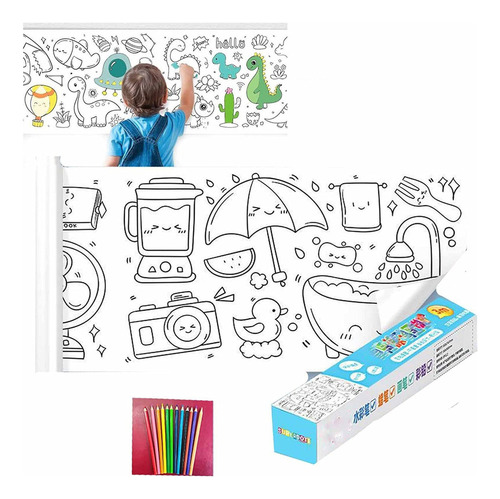 Rollo De Papel Para Colorear Dibujo Para Niños,manualidades