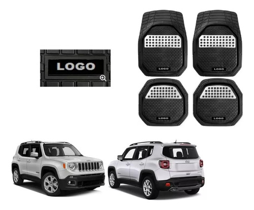 Tapetes 4pz Bandeja 3d Logo Jeep Renegade 2017 - 2021 2022