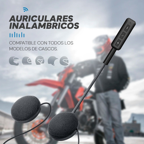 Imagen 5 de 6 de Auricular Bluetooth Casco Moto Micrófono Manos Libres Mh01