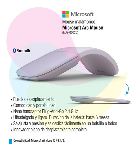 Mouse plegable Microsoft Arc lila