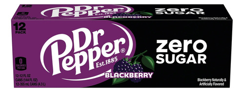 Dr Pepper Blackberry Zero Sugar Soda 12 Pack 355ml