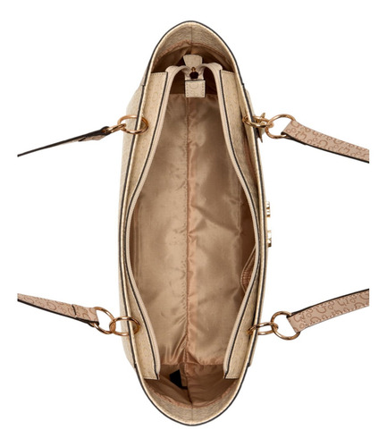 Bolsa Guess Factory Bg924525-sml Acabado De Los Herrajes Níquel Color Beige Correa De Hombro Beige Diseño De La Tela Lisa