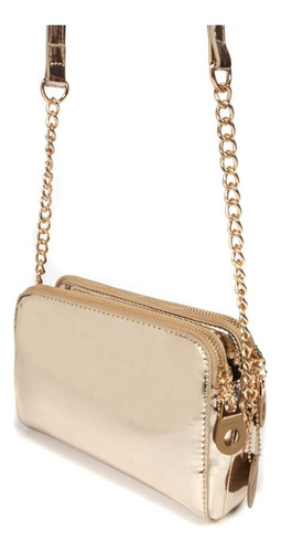 Cartera Bandolera Pequeña Juanita Jo Gladys Color Oro Oro Liso Dorado