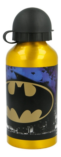 Botella Infantil De Aluminio Con Pico Batman Lj045 Cresko Color Amarillo