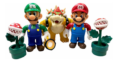 Super Mario Brothers Vs Bowser Figuras Con Luz Mario Luigi