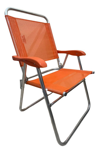 Cadeira De Praia Alta Sanete Encosto Alto Aluminio Ronchetti Cor Laranja