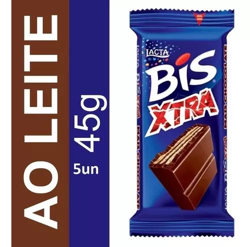 Kit 5 Chocolate Bis Xtra Ao Leite Lacta 45g