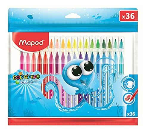 Maped 845936 Plumones Lavables Colorpeps Ocean Con 36 Piezas