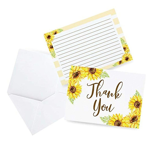 Tarjetas De Agradecimiento De Girasol, Ideales Para Bodas