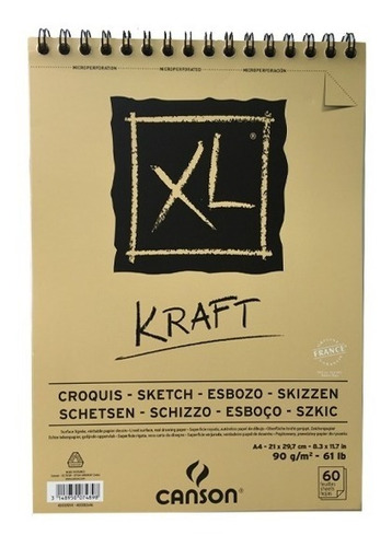 Block Con Espiral Xl Kraft Canson 21 X 29.7 Cm 90 G/m2