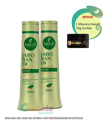  Kit Jaborandi Shampoo Condicionador 500ml Haskell Anticaspa