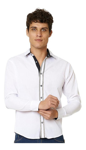 Camisa Casual Semi Formal Hombre Blanca Con Coderas | MercadoLibre