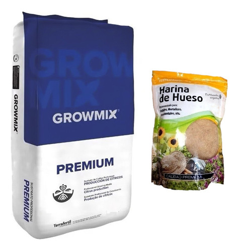 Sustrato Growmix Premium 80lts Harina De Hueso Lj 1kg