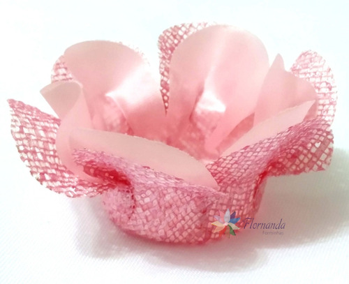 Imagem 4 de 10 de 100 Forminha Doces Finos Flor Tela Tecido Casamento Base 3,5