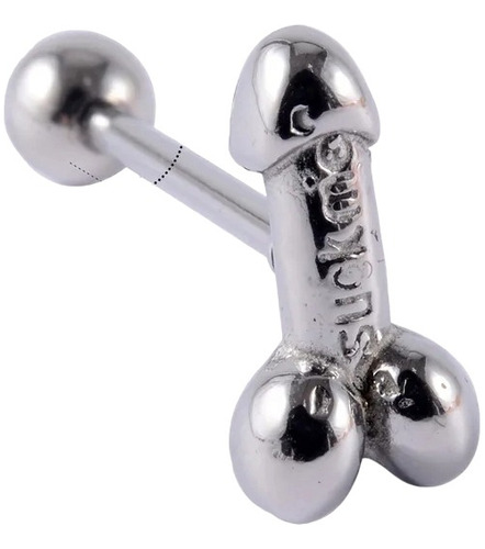 Aro Piercing Barbell De Lengua Modelo Pene Acero Quirúrgico