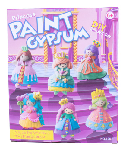 Figuras Princesas De Yeso P/pintarc/pintura Y Pincel En Caja