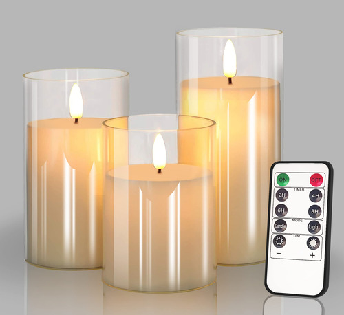 Velas Led Sin Llama De Cristal A Pilas Con Control Remoto De