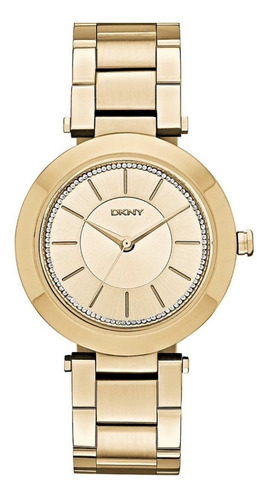 Relógio Pulso Feminino Dkny Donna Karan Aço Dourado Champagn