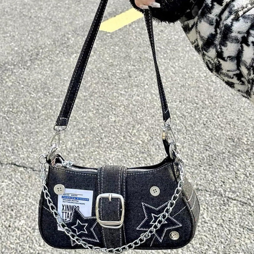 Bolso De Hombro Con Decoración De Cadena Y2k De Moda Vintage