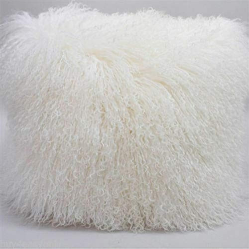 Yingda1992 Mongolian Lamb Fur Throw Pillow Cover Soft Fluffy