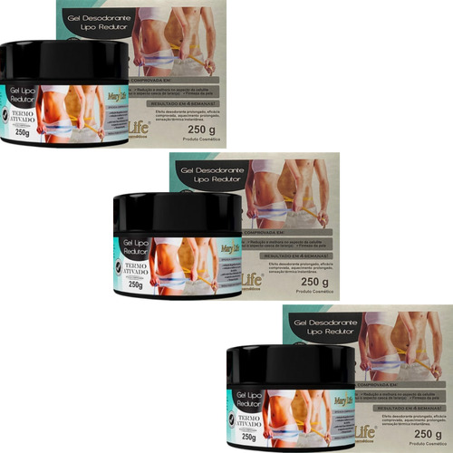  Kit 3 Gel Redutor Emagrecedor Queima Gorduras Mary Life 250g