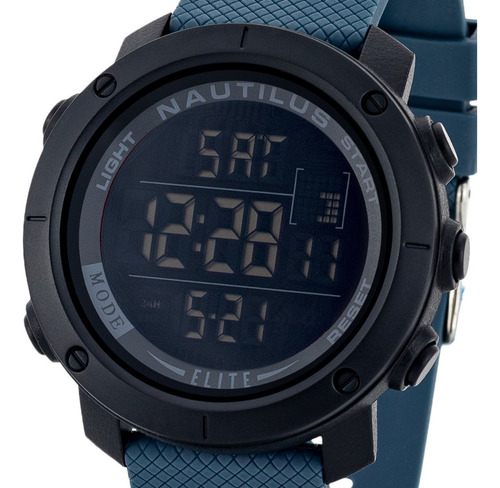 Relógio De Pulso Nautilus N002p Com Corpo Preto,  Digital, Para Masculino, Com Correia De Silicone Cor Azul E Preto E Fivela Simples