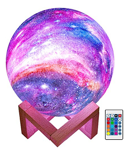 Lámpara Luna 3d 16 Colores 5.9puLG, Control Remoto, Regalo