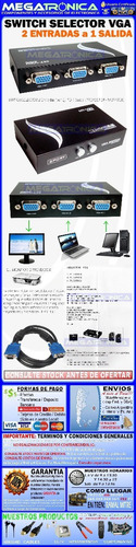 Switch Selector Vga 2 Entradas 1 Salidas Db15 Excelente Led