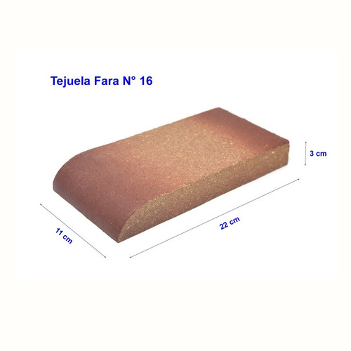 Imagen 2 de 7 de Tejuela Fara Refractaria Canto Redondo 22 X 11 X 3 Cm