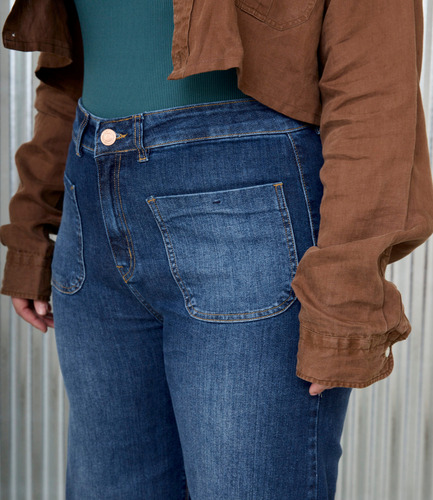 Jeans Wide Leg Mujer Elastizado Juvenil Talle Grande Cenitho