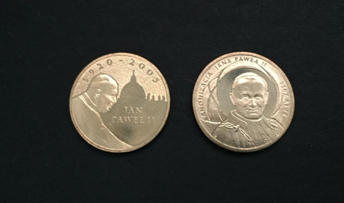 Par De Monedas De Polonia Con Imagen Del Papa Juan Pablo Ii