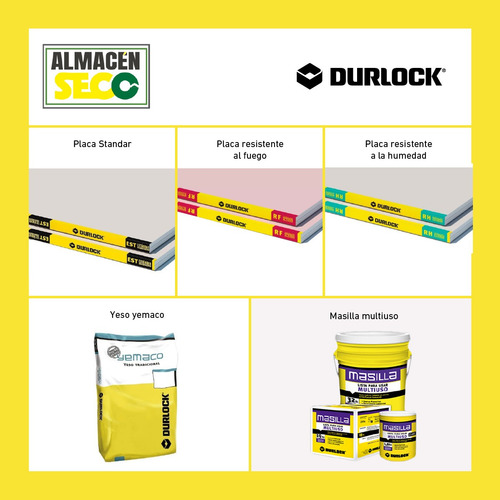 Placa Durlock Materiales X M2 Tabique Simple Completo Blanco
