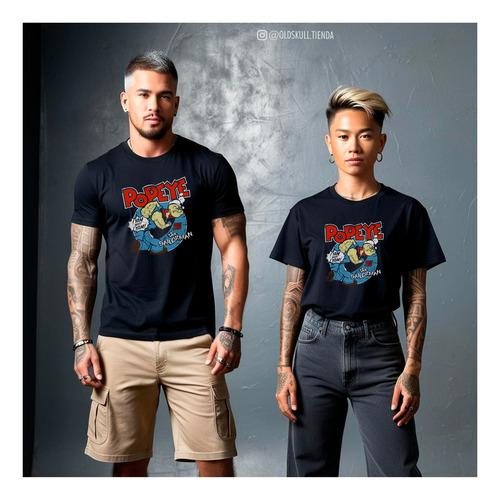 Remera Popeye Sailor Caricatura Retro 100% Algodón Premium