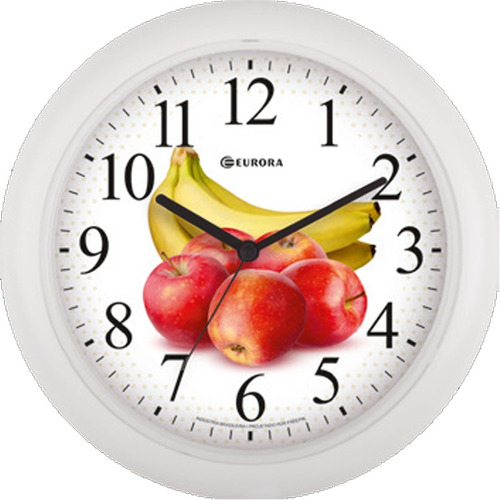 Relógio De Parede Eurora Cozinha Branco 6590