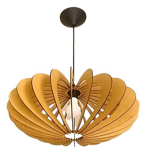 Luminária Teto Tipo Pendente Saturno Mdf Completa Cor Marrom