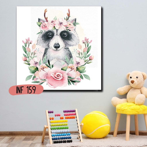Imagen 7 de 10 de Cuadros Infantiles Animales Nórdicos 40x40 Canvas Tela Deco
