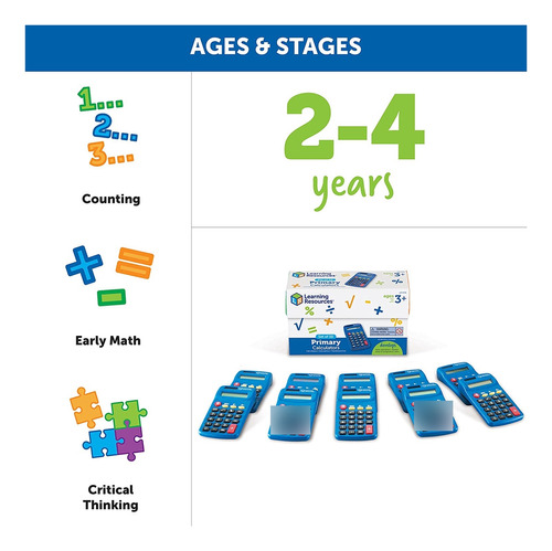 Learning Resources Calculadora Primaria - 10 Piezas, Calcula