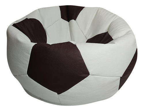 Sillon Puff Soccer Grande, Almohada De Color Blanco/chocolate